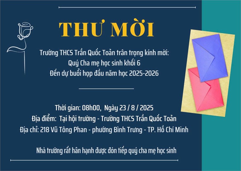 Thư mời họp Cha mẹ học sinh khối 6 đầu năm học 2025-2026