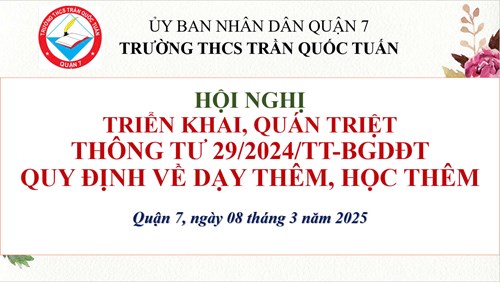 Hội nghị triển khai, quán triệt, thông tư 29/2024/TT-BGDĐT về dạy thêm, học thêm