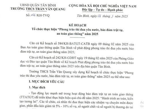 Về tổ chức thực hiện  Phong trào thi đua yêu nước, bảo đảm trật tự, an toàn giao thông  năm 2025