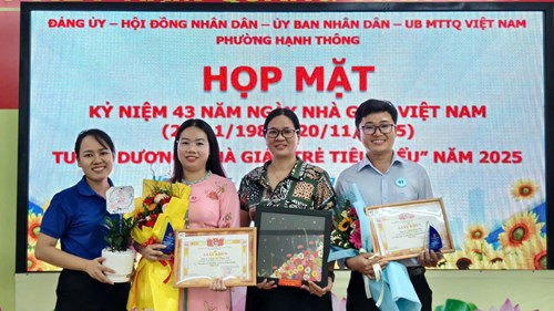 Chúc mừng thầy Trương Quang Bảo và cô Nguyễn Thị Phương Thảo đạt giải thưởng  Nhà giáo trẻ tiêu biểu  phường Hạnh Thông năm 2025