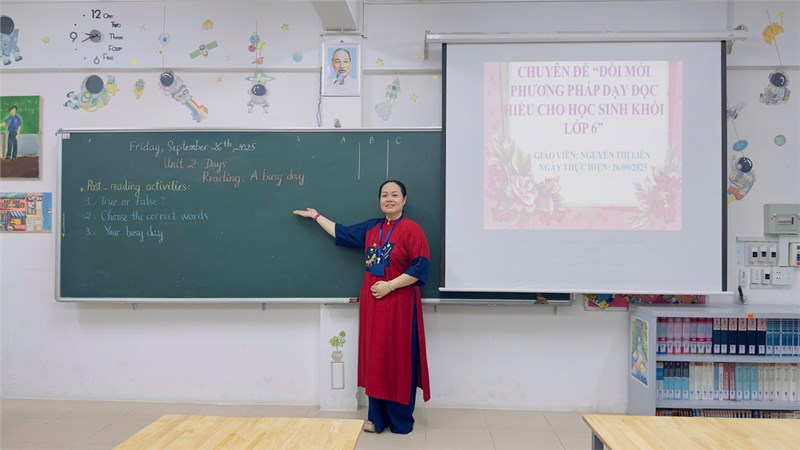 Hình ảnh tiết chuyên đề đổi mới phương pháp dạy học  Đổi mới phương pháp dạy đọc hiểu  môn Anh 6_GV thực hiện Nguyễn Thị Liên