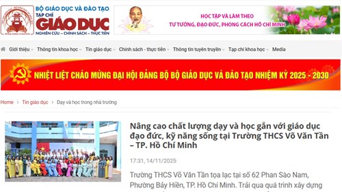 Nâng cao chất lượng dạy học gắn liền với giáo dục đạo đức, kỹ năng sống tại trường THCS Võ Văn Tần.