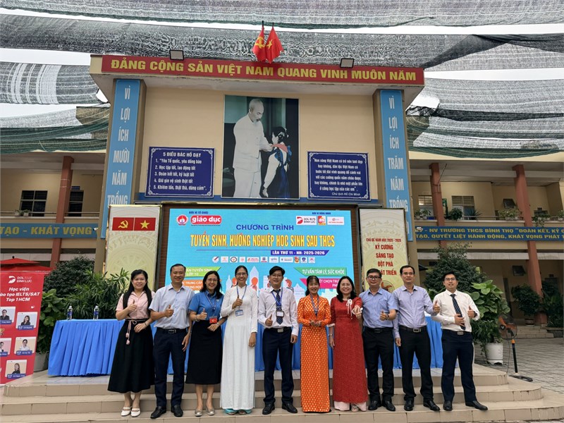 Trường THCS Bình Thọ phối hợp cùng các trường THPT, trung cấp nghề thực hiện chương trình  Tuyển sinh, hướng nghiệp học sinh sau THCS , năm học 2025 – 2026