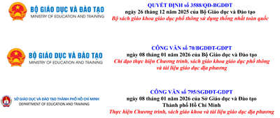 Văn bản chỉ đạo về việc thực hiện Chương trình, sách giáo khoa và tài liệu giáo dục địa phương