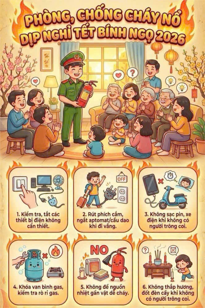 Đảm bảo an toàn phòng chống cháy nổ dịp Tết Nguyên Đán Bính Ngọ - 6 nguyên tắc vàng phòng hỏa hoạn dịp Tết.