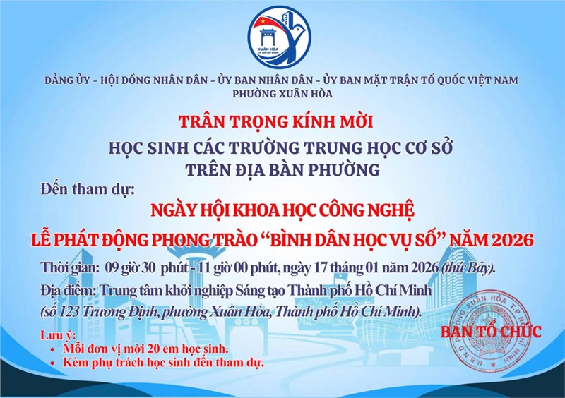 Ngày hội khoa học công nghệ lễ phát động phong trào  bình dân học vụ số  năm 2026