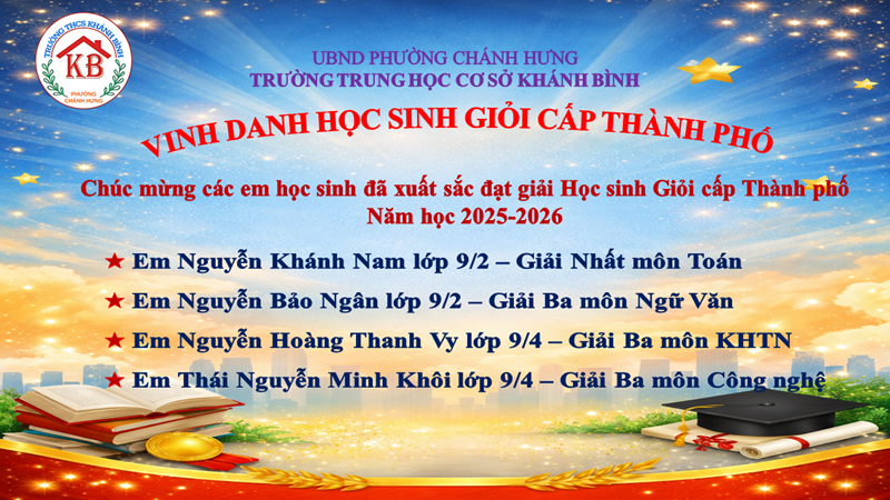 Vinh danh học sinh đạt thành tích trong kỳ thi Học sinh Giỏi cấp Thành phố năm học 2025-2026
