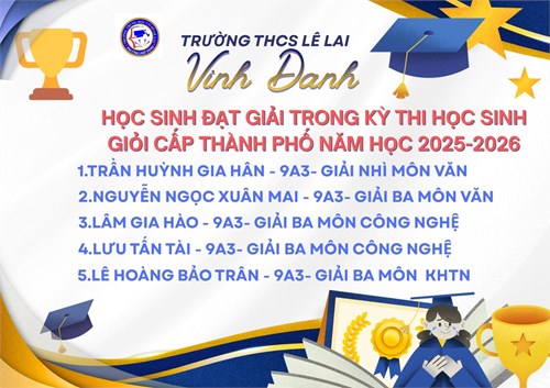 Vinh danh các em học sinh đạt giải cuộc thi học sinh giỏi cấp Thành phố Năm học 2025-2026