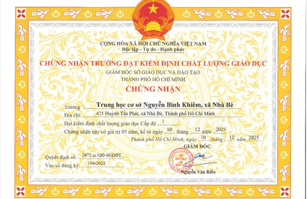 Quyết định công nhận đạt kiểm định chất lượng giáo dục năm 2025