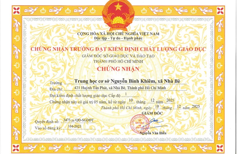 Quyết định công nhận đạt kiểm định chất lượng giáo dục năm 2025