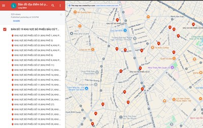 Bản đồ địa điểm bỏ phiếu tại phường Tân Hòa