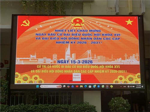Trường THCS Nguyễn Thị Hương, thực hiện tuyên truyền Bầu cử Đại biểu quốc hội Khoá XVI và bầu cử đại biểu hội đồng nhân dân các cấp nhiệm ký 2026-2031!