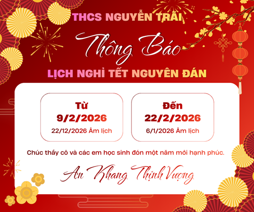 THÔNG BÁO
Về nghỉ Tết Bính Ngọ năm 2026