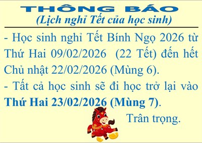 Lịch nghỉ Tết của học sinh