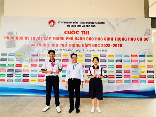 Chúc mừng thành công của đội tuyển Nghiên cứu khoa học Trường THCS Nguyễn Văn Phú đã đạt giải Nhì Hội thi Nghiên cứu khoa học cấp thành phố năm học 2025-2026.