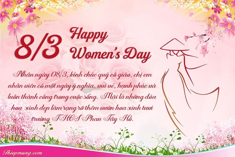 Trường THCS Phan Tây Hồ chúc mừng Ngày Quốc tế Phụ nữ 8/3.
