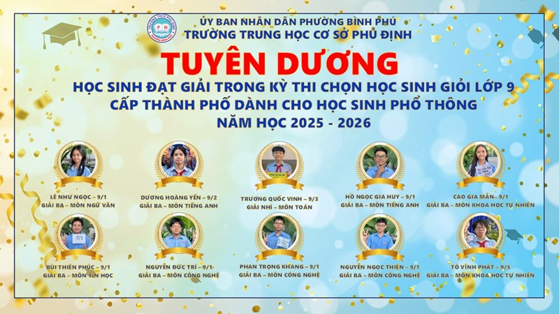 Tuyên dương học sinh đạt giải trong kỳ thi chọn học sinh giỏi lớp 9 cấp Thành phố dành cho học sinh phổ thông năm học 2025-2026