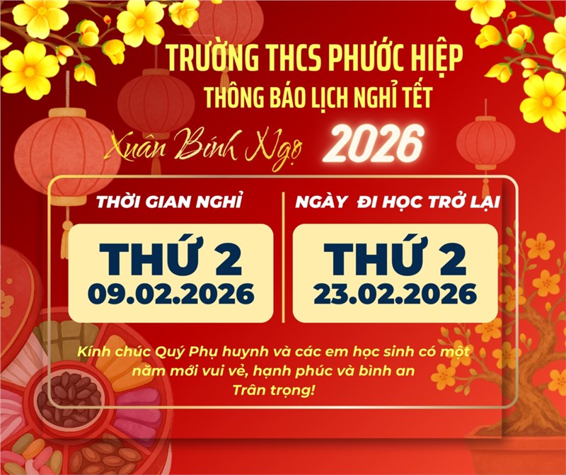 Thông báo lịch nghỉ tết nguyên đán năm 2026