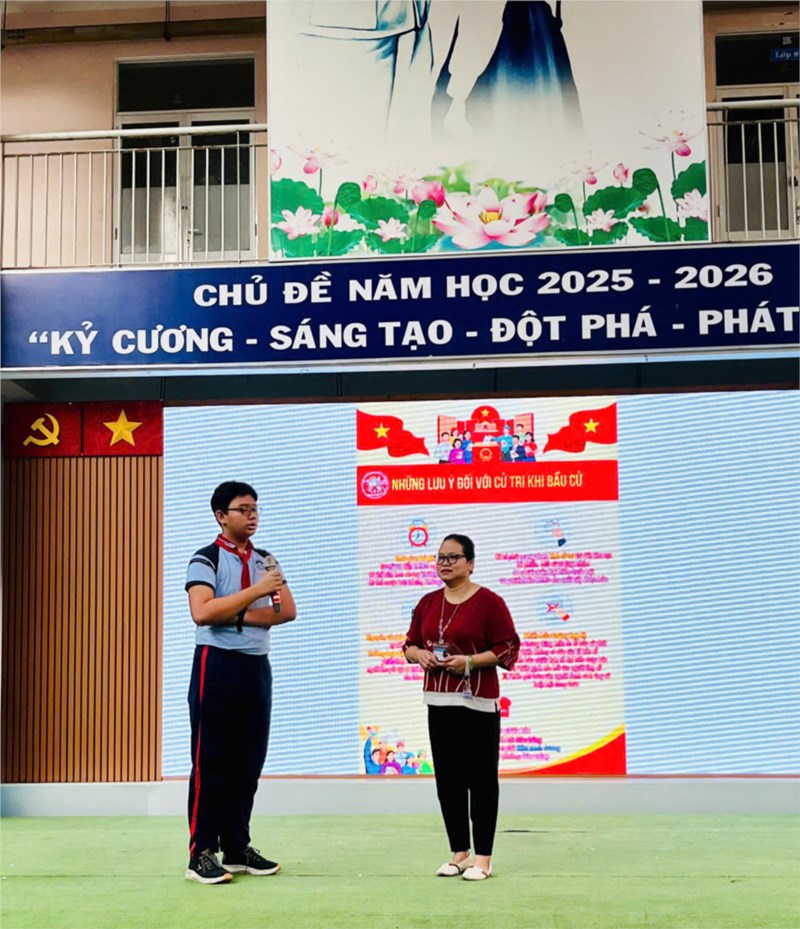 Trường THCS Rạng Đông tuyên truyền Ngày bầu cử Đại biểu Quốc hội và Đại biểu Hội đồng nhân dân các cấp nhiệm kỳ 2026 – 2031.