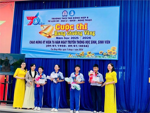 Trường THCS Tân Đông Hiệp B tổ chức thành công Cuộc thi “Rung chuông vàng”
chào mừng 76 năm Ngày truyền thống học sinh – sinh viên Việt Nam