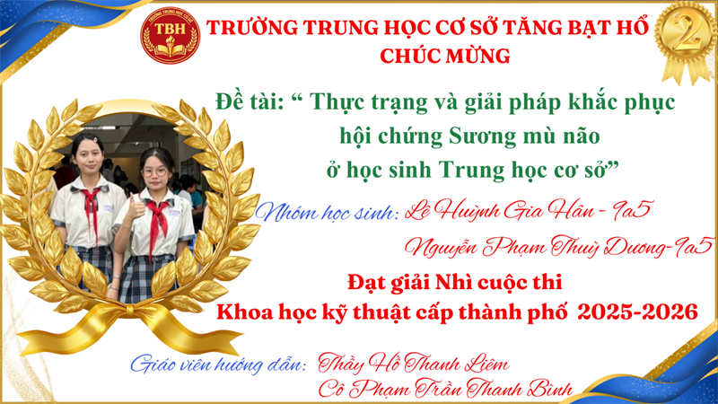 Chúc mừng học sinh đạt giải Cuộc thi khoa học kỹ thuật cấp Thành phố dành cho học sinh THCS và THPT năm học 2025-2026
