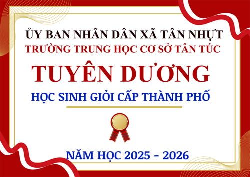 Trường trung học cơ sở tân túc tuyên dương học sinh giỏi cấp thành phố năm học 2025 - 2026