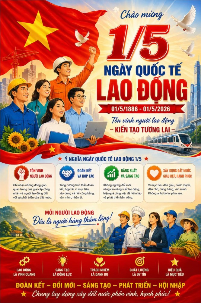 Kỷ niệm 140 năm ngày quốc tế lao động 1/5
(01/5/1886 – 01/5/2026)