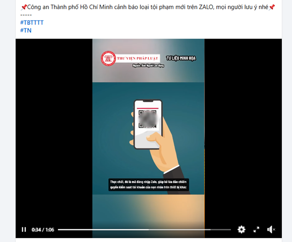 Công an Thành phố Hồ Chí Minh cảnh báo loại tội phạm mới trên ZALO, mọi người lưu ý nhé!