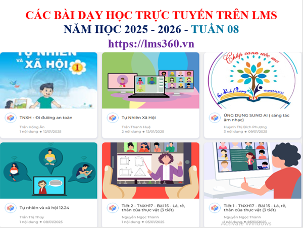 Các bài học trực tuyến trên hệ thống LMS Tuần 8/HKII