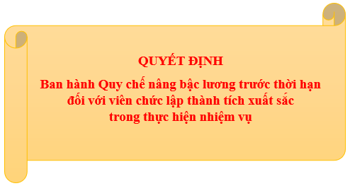 QUYẾT ĐỊNH
Ban hành Quy chế nâng bậc lương trước thời hạn đối với viên chức lập thành tích xuất sắc trong thực hiện nhiệm vụ