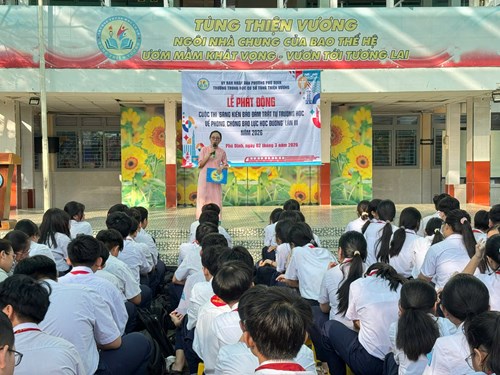 Hình ảnh phát động cuộc thi sáng kiến đảm bảo trật tự trường học chống bạo lực học học đường